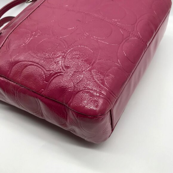 Coach Purple Patent Leather Gallery Embossed Tote Bag F19818 - Picture 9 of 11